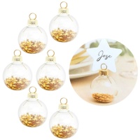 Pallina di Natale con stelle per segnaposto 7 x 5,5 cm - 6 pz.