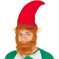 Cappello da elfo natalizio con barba e orecchie