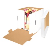 Scatola di 28 x 28 x 30 cm per torta quadrata reversibile bianca e kraft