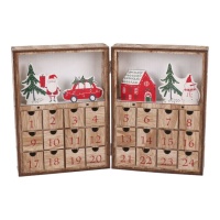 Calendario dell'avvento natalizio con cassetti 35,5 x 24 cm