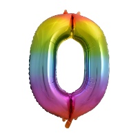 Palloncino numero 0 arcobaleno 86 cm - Globos Nordic - 1 unità