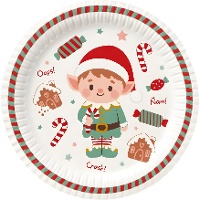Piatti natalizi da 23 cm con elfo - 8 pezzi