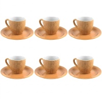 Tazza di caffè da 100 ml con foglie color senape - 6 pezzi