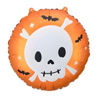 Palloncino rotondo con teschio e pipistrelli da 45 cm - PartyDeco