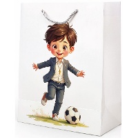 Borsa regalo per la Comunione bambino - tema calcio, 23 x 18 x 10 cm