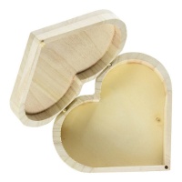 Scatola di legno a forma di cuore con cerniere 18 x 16 cm