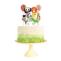 Cake topper animali della giungla - 8 pezzi.