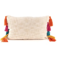 Cuscino con pompon multicolore 50 x 30 cm