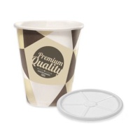 Tazza in cartone da 250 ml con coperchio piatto - 25 pz.