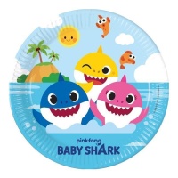 Piatti compostabili Baby Shark da 23 cm - 8 pezzi.