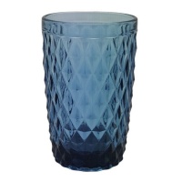 Bicchiere da 350 ml in vetro inciso blu
