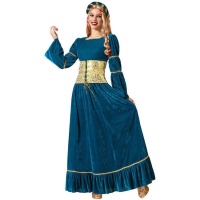 Costume da regina medievale blu per donna