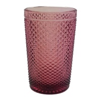 Bicchiere in vetro inciso rosa da 350 ml