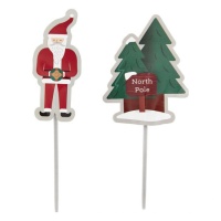 Topper cupcake Babbo Natale e alberi di Natale - Wilton - 12 unità