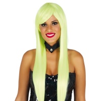 Parrucca verde neon per capelli lunghi e lisci