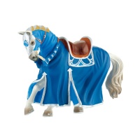 Statuina torta cavallo blu medievale da 14 x 10 cm - 1 unità