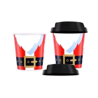 Bicchieri di cartone con coperchio Santa Claus Ho Ho 200 ml - 10 unità