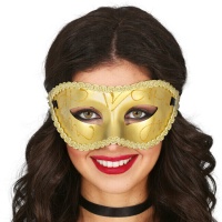 Maschera veneziana d'oro con scintillio di brillantini