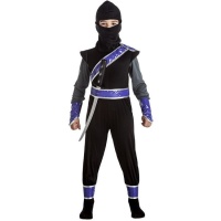 Costume da guerriero ninja nero e blu per bambini