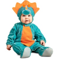 Costume da dinosauro blu e arancione per neonati