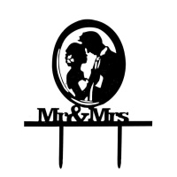 Decorazione per torta silhouette sposi Mr e Mrs - Pastkolor