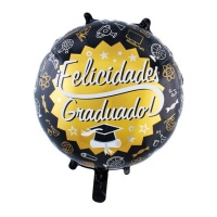 Palloncino tondo nero di congratulazioni per laureati 45 cm