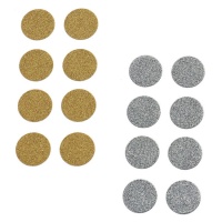 Etichette adesive cerchio glitter da 3,5 cm - 8 unità