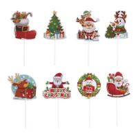 Cupcake toppers natalizi assortiti 9 x 6 cm - Dekora - 48 unità