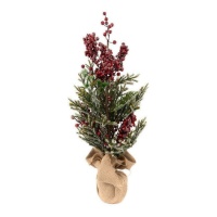 Albero di Natale decorativo con bacche rosse 60 x 30 cm