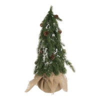 Albero di Natale effetto neve con sacco di iuta 53 cm