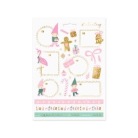 Etichette adesive natalizie Pink Christmas - 10 fogli