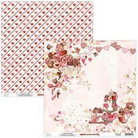 Carta per scrapbooking con cuori Chocolate Kiss - Carte Mintay - 1 foglio