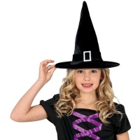 Cappello da strega nero con fibbia per bambini