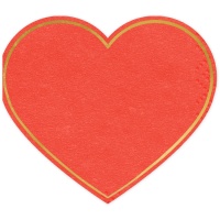 Tovaglioli rossi a forma di cuore 14,3 x 12,5 cm - 20 pezzi.