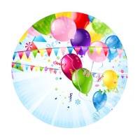 Piatti da festa con palloncini multicolore 18 cm - 8 unità