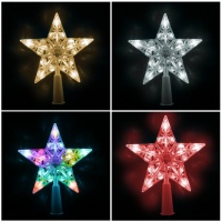 Puntale albero stella con luci led - 19 cm