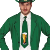 Cravatta verde con boccale di birra