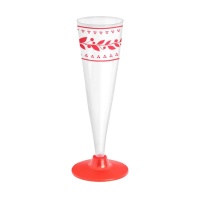 Bicchieri di plastica da 140 ml con decorazione natalizia rossa - 4 pz.