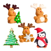 Decorazioni di zucchero personaggi natalizi da 5 a 6 cm - Dekora - 18 unità