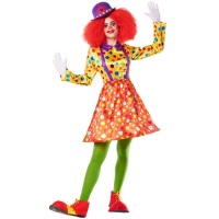 Costume da clown a pois per donna