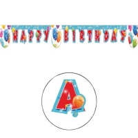 Striscione Happy Birthday di palloncini luminosi 2 m