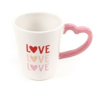 Tazza da 230 ml Love con manico a cuore rosa