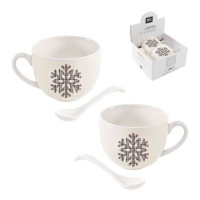 Tazze classiche di Natale da 265 ml con cucchiai - 2 pezzi.