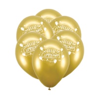 Palloncini in lattice oro 23 cm Happy Birthday - 6 unità