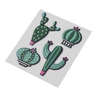 Adesivi tessili a forma di cactus - 4 pz.