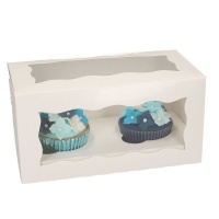 Scatola 2 cupcake bianca con finestra 20 x 10 x 10 x 10 cm - FunCakes - 25 unità