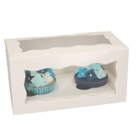 Scatola bianca per 2 cupcake con finestra 20 x 10 x 10 cm - FunCakes - 25 pz.