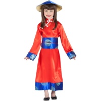 Costume cinese mandarino rosso e blu per bambine