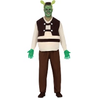 Costume da orco verde e marrone per uomo