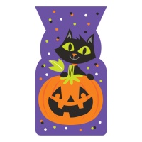 Sacchettino zucche e gatti Halloween - 12 unità